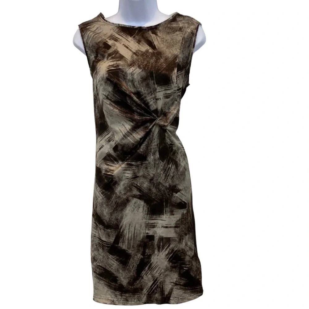 Simply Vera Vera Wang brown knotted dress in brown and gray size S - Picture 1 of 11